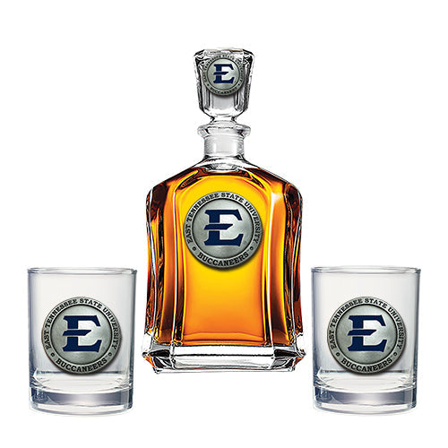 East Tennessee State University Capitol Decanter with 2 Glasses