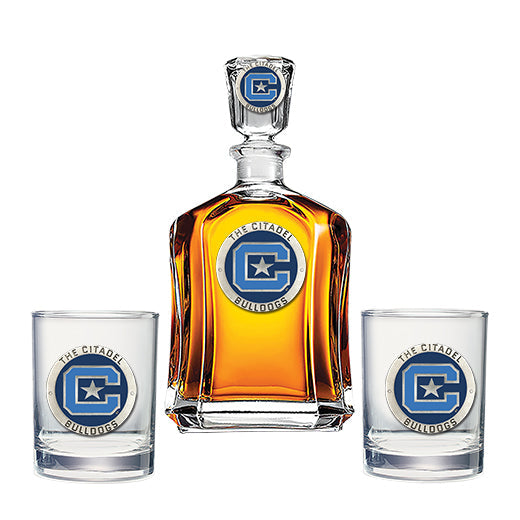 The Citadel Capitol Decanter with 2 Glasses