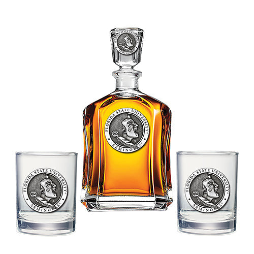 Florida State University Seminoles Capitol Decanter with 2 Glasses