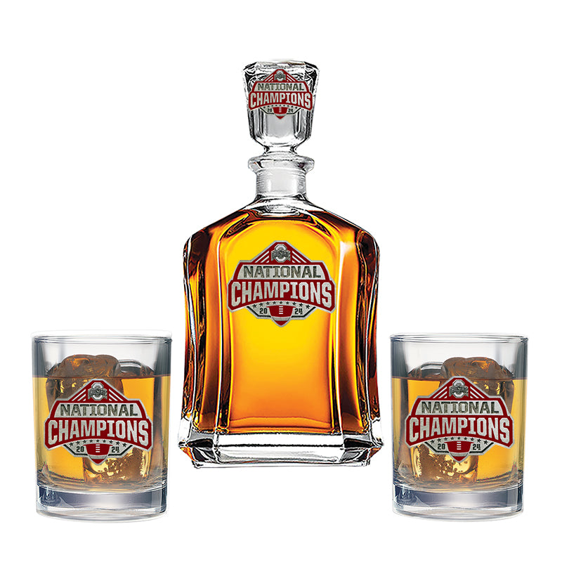 2024-25 Ohio State Football Championship Capitol Decanter with 2 Glasses