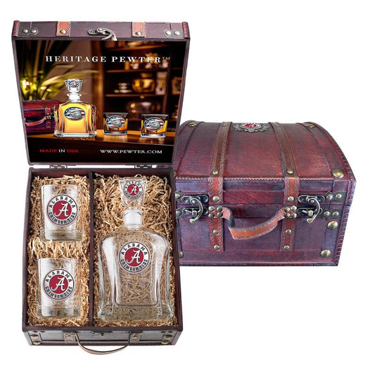 University of Alabama Container and 2 Glasses with Chest Box