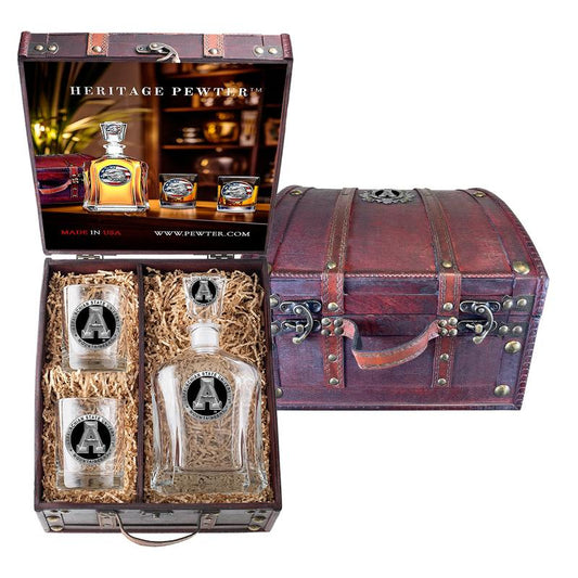 Appalachian State University Decanter and 2 Glasses with Chest Box