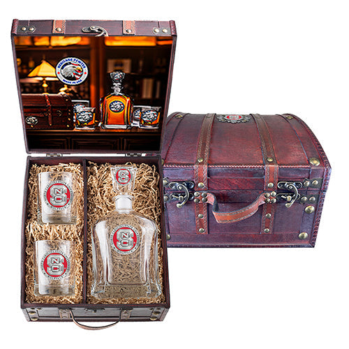 North Carolina State University Capitol Decanter and 2 Glasses with Chest Box