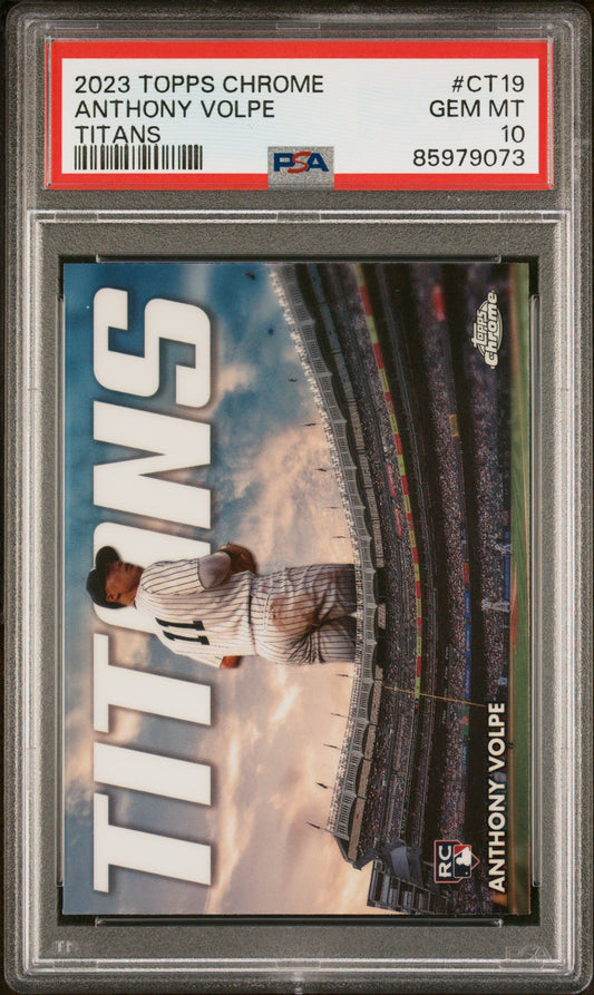 Graded 2023 Topps Chrome Anthony Volpe #CT19 Titans Rookie RC Baseball Card PSA 10 Gem Mint