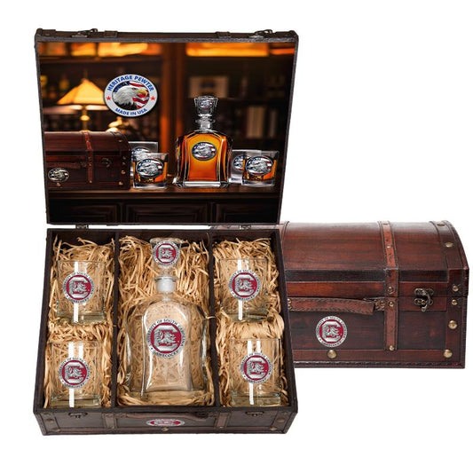 University of South Carolina Fighting Gamecocks Logo Capitol Decanter Chest Set