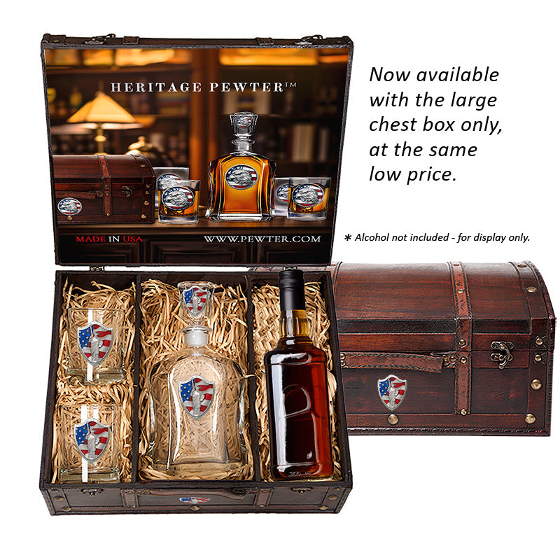 Appalachian State University Capitol Decanter and 2 Glasses with Chest Box