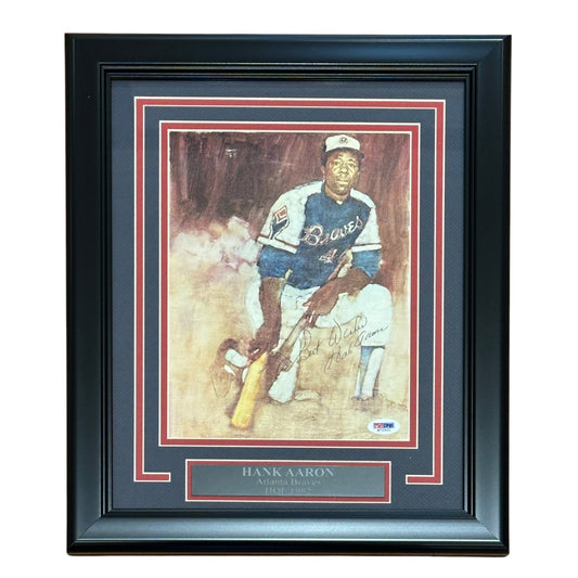 Hank Aaron Autographed Atlanta Braves Deluxe Framed 8x10 Photo - JSA