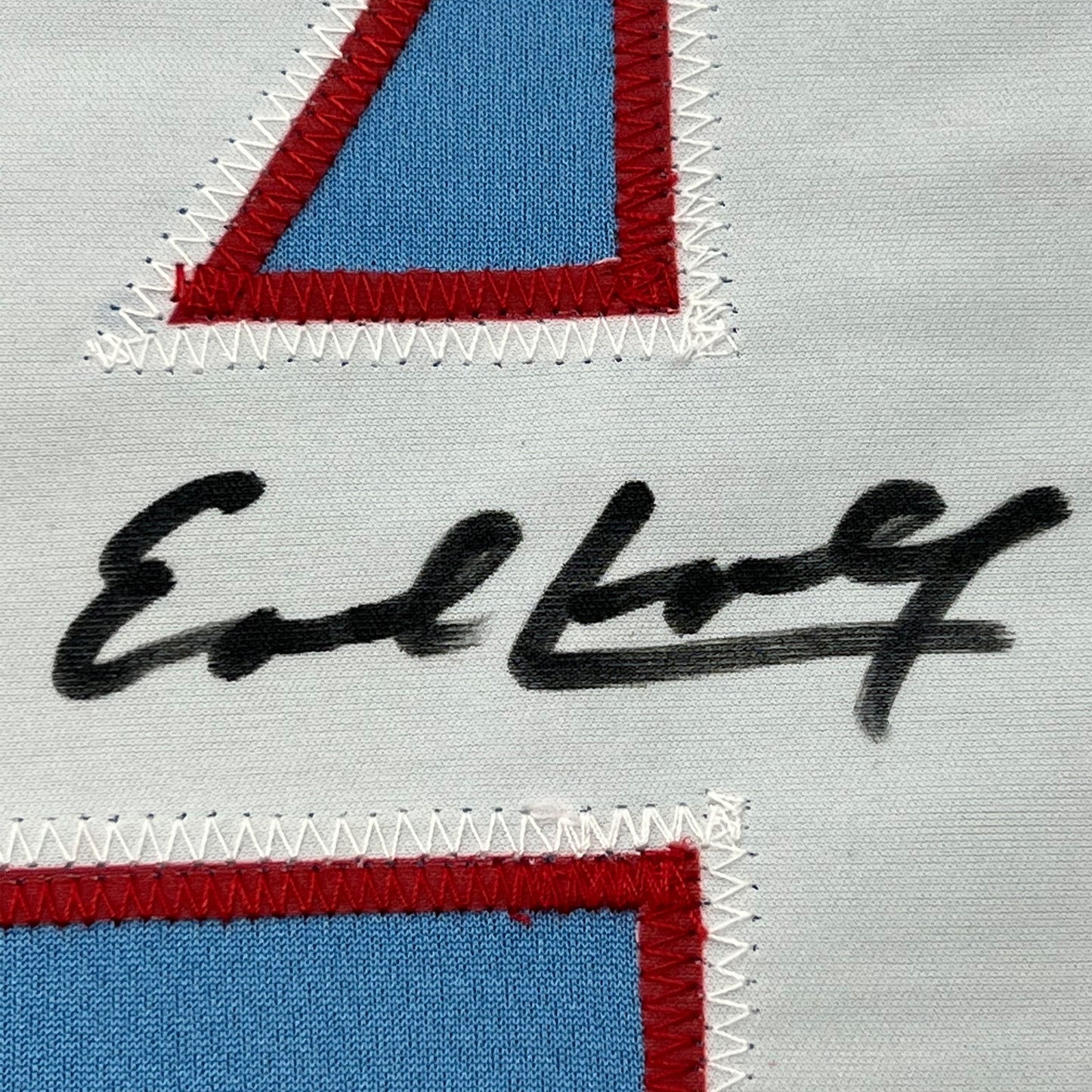Framed Autographed/Signed Earl Campbell 35x39 Houston Blue Football Jersey JSA COA