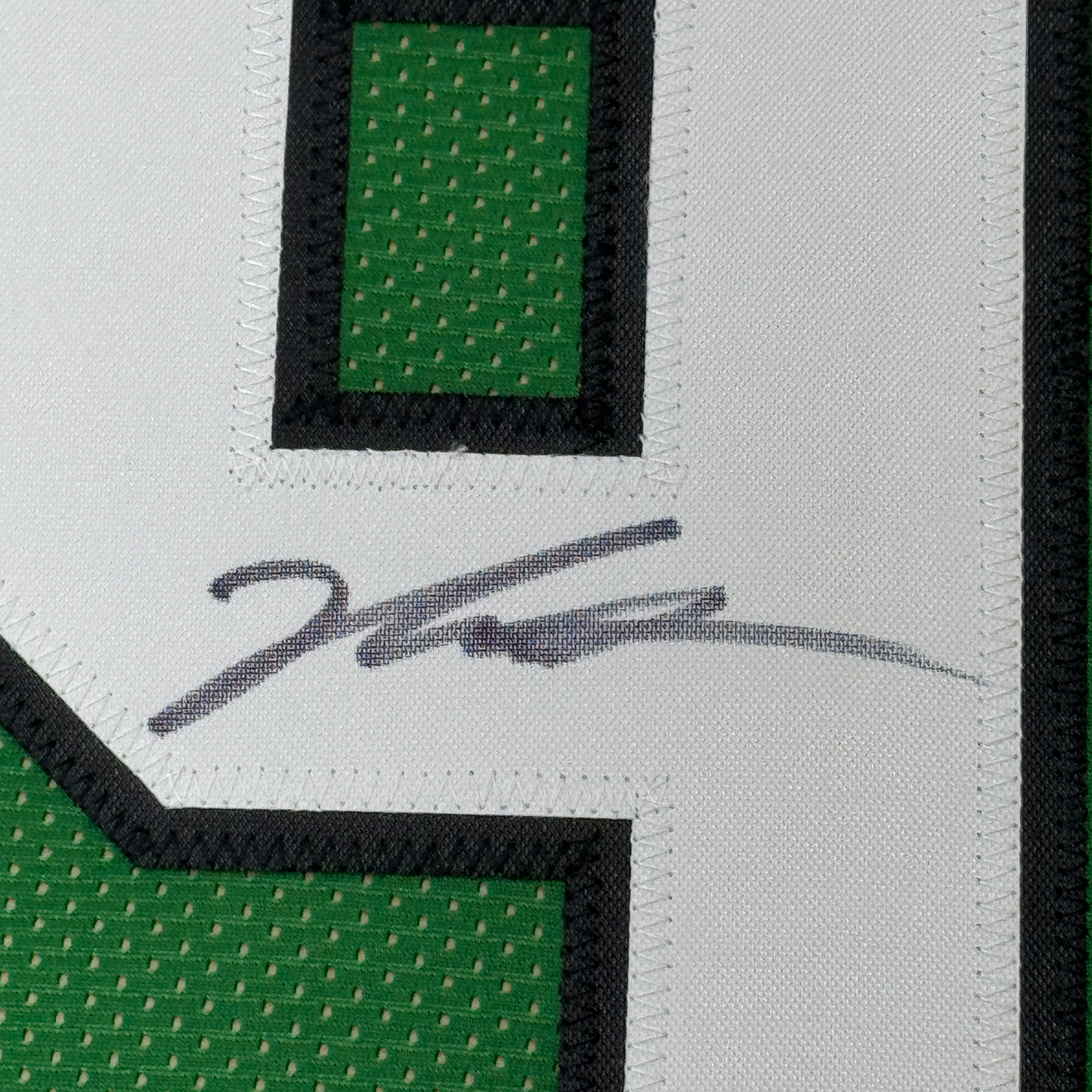 Framed Autographed/Signed Jalen Carter 35x39 Philadelphia Kelly Green Football Jersey Beckett BAS COA