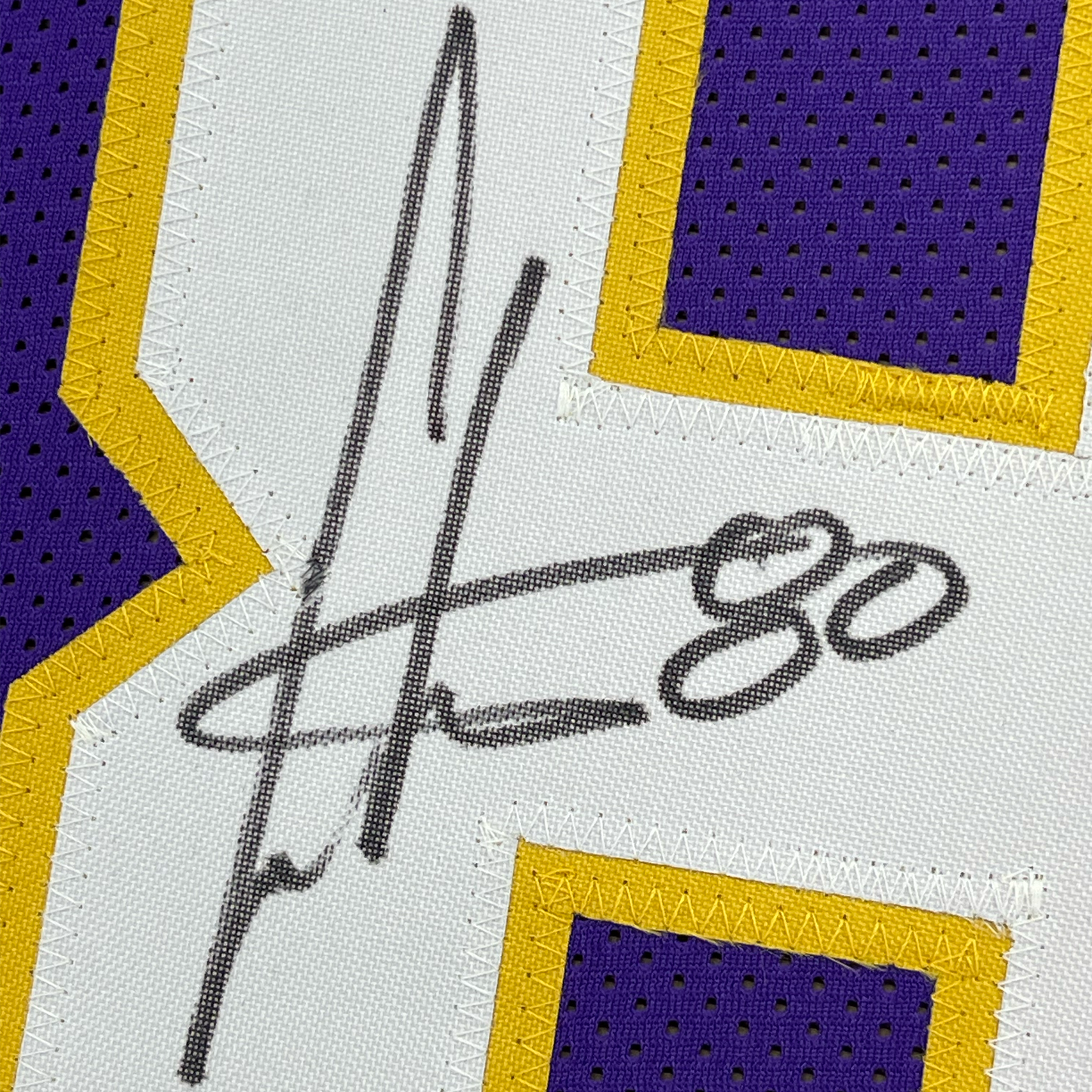 Framed Autographed/Signed Cris Carter 35x39 Minnesota Purple Football Jersey JSA COA