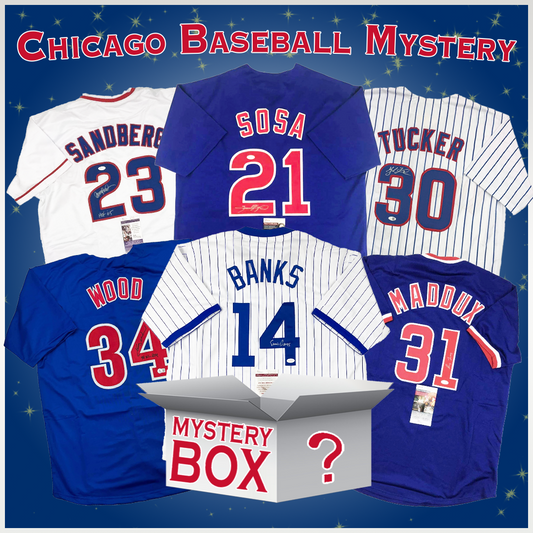 Autographed/Signed Chicago Baseball Jersey Mystery Box with PSA JSA or Beckett COA