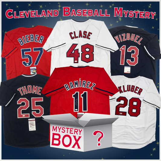 Autographed/Signed Cleveland Baseball Jersey Mystery Box with PSA JSA or Beckett COA