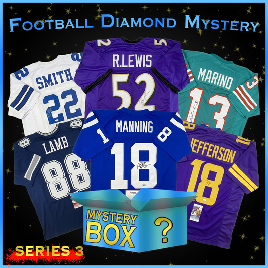 Autographed/Signed Football DIAMOND Series 3 Jersey Mystery Box with PSA JSA or Beckett COA