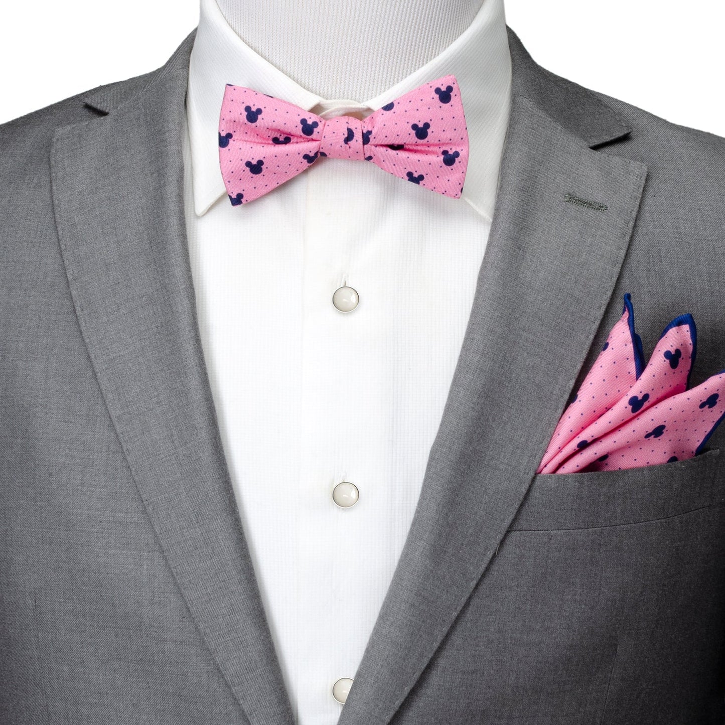 Disney Mickey Mouse Pink Dot Silhouette Pre-Tied Bow Tie