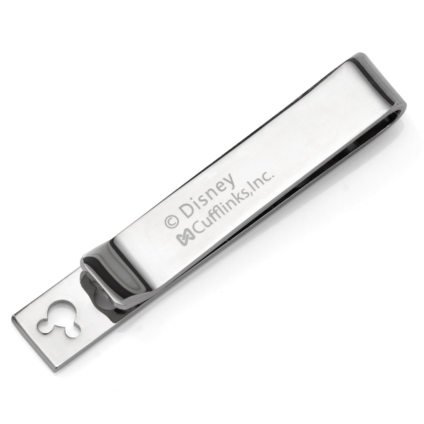 Disney Mickey Mouse Silhouette Cutout Message Silver Tie Bar