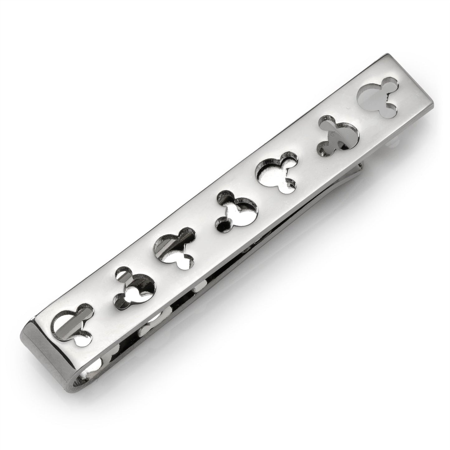 Disney Mickey Mouse Silhouette Cutout Message Silver Tie Bar