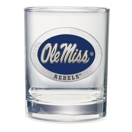 University of Mississippi "Ole Miss" Blue Logo Double Old Fashioned Glass