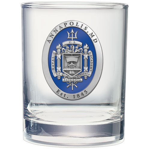 United States Naval Academy Crest Double Old Fashioned Glass