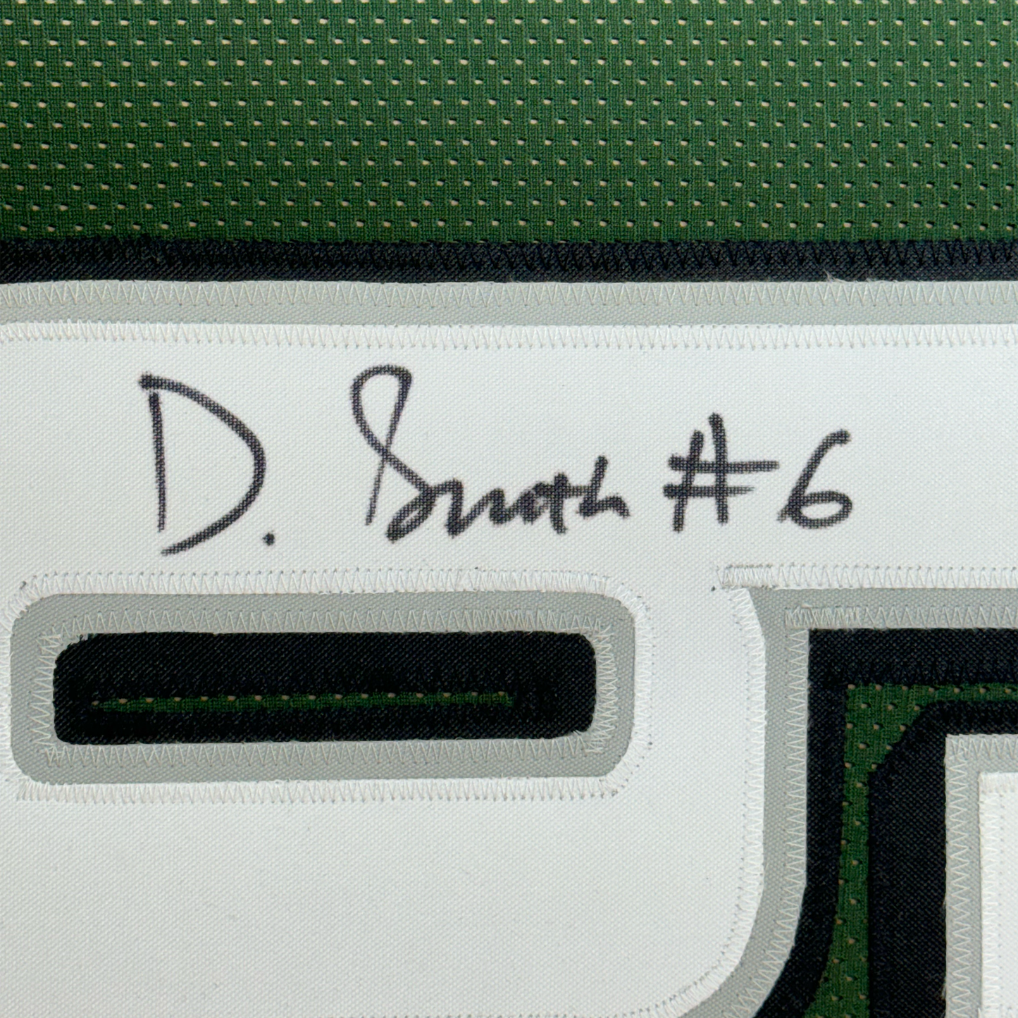 Framed Autographed/Signed Devonta Smith 35x39 Philadelphia Green Football Jersey Beckett BAS COA