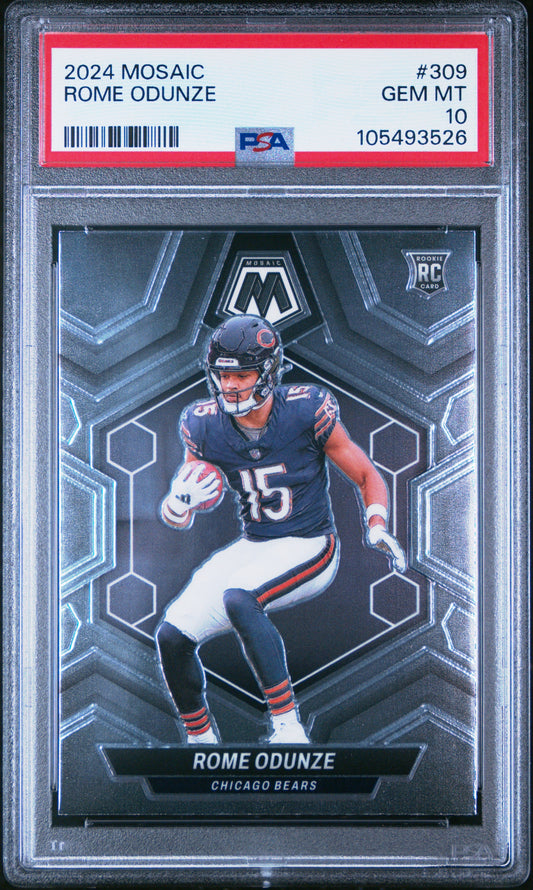 Graded 2024 Panini Mosaic Rome Odunze #309 Rookie RC Football Card PSA 10 Gem Mint