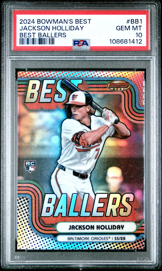 Graded 2024 Topps Bowmans Best Jackson Holliday #BB1 Best Ballers Rookie RC Baseball Card PSA 10 Gem Mint