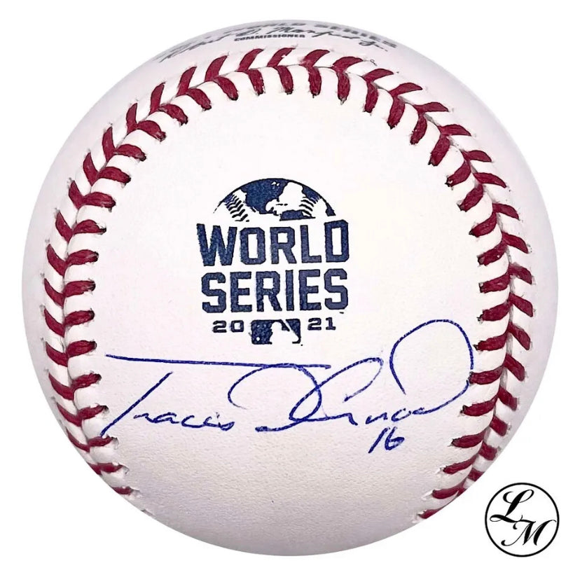 Travis d’Arnaud & Adam Duvall Autographed 2021 World Series Baseball JSA