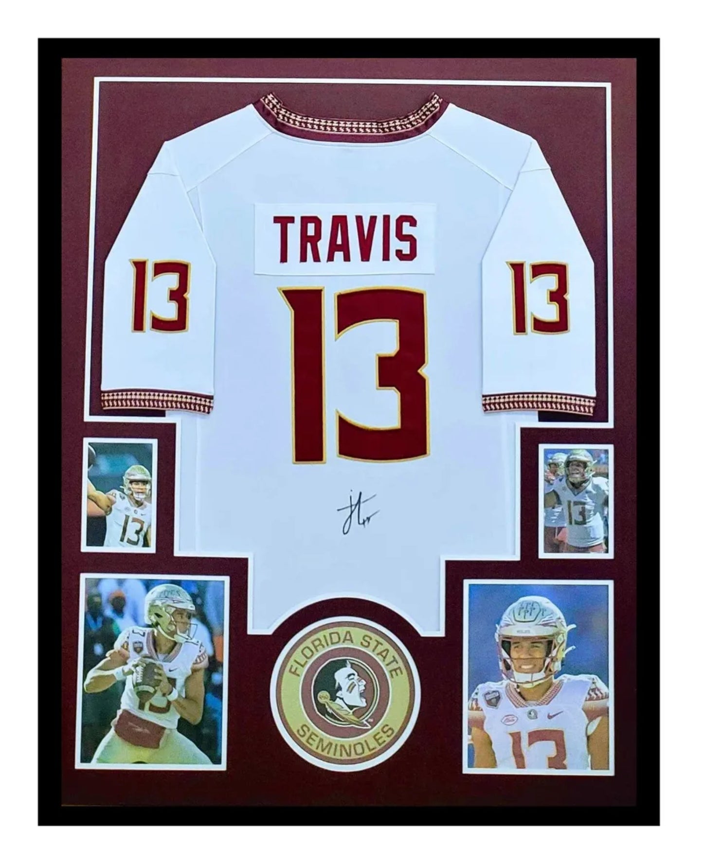 Jordan Travis Autographed Florida State FSU Football Jersey Framed 35x43 JSA PRE-ORDER