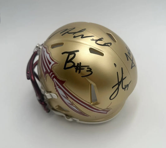 Jordan Travis, Benson, Verse, Norvell Autographed Florida State Mini Helmet