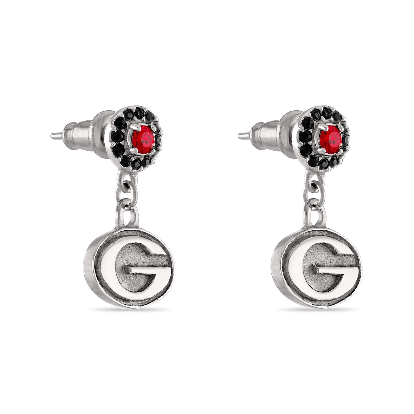 Georgia Metal G Logo Crystal Drop Earrings