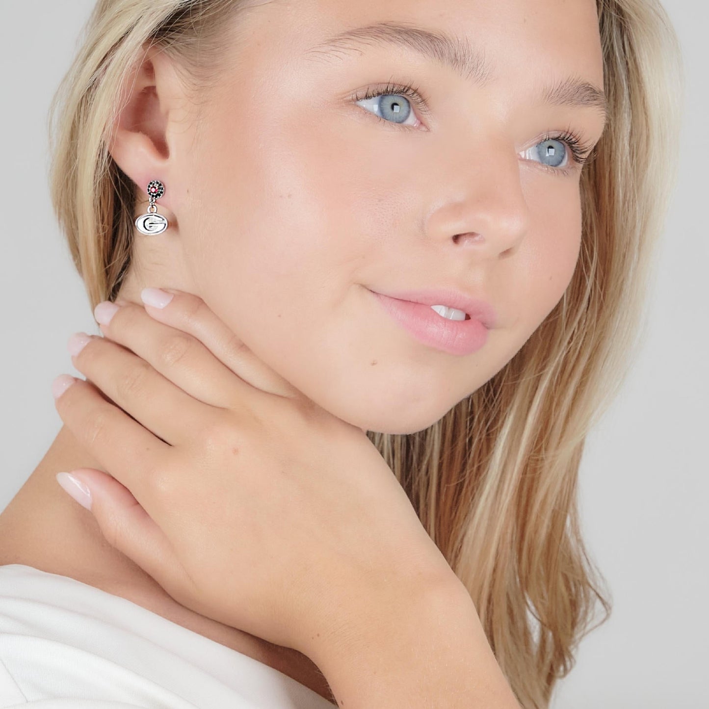 Georgia Metal G Logo Crystal Drop Earrings