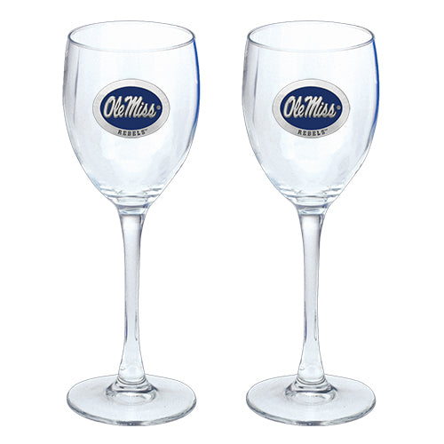 University of Mississippi "Ole Miss" Blue Logo Goblets (Set Of 2)