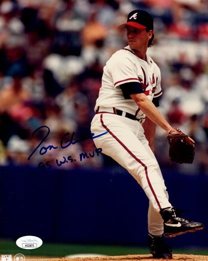 Tom Glavine Autographed Atlanta Braves 8x10 Photo w/ "95 W.S. MVP" - JSA