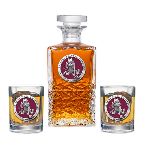 Arizona State University Sparky Logo Heritage Decanter with 2 Glasses