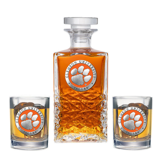 Clemson University Heritage Decanter with 2 Glasses