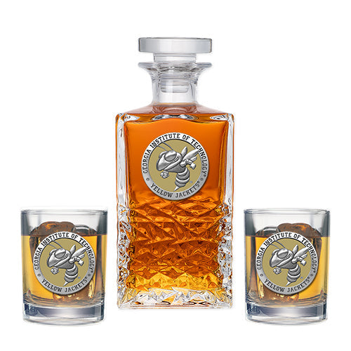 Georgia Tech Buzz Logo Heritage Decanter with 2 Glasses