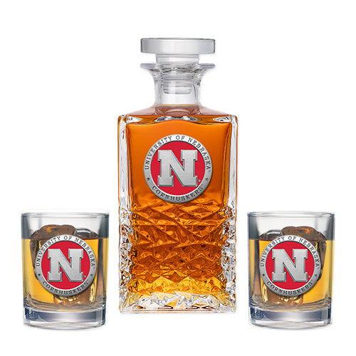 University of Nebraska Heritage Decanter with 2 Glasses