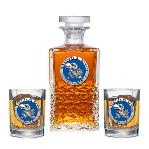 University of Kansas Heritage Decanter with 2 Glasses