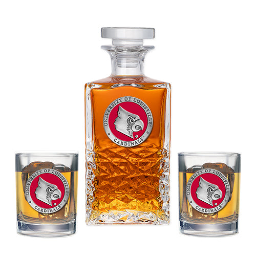 University of Louisville Heritage Decanter with 2 Glasses