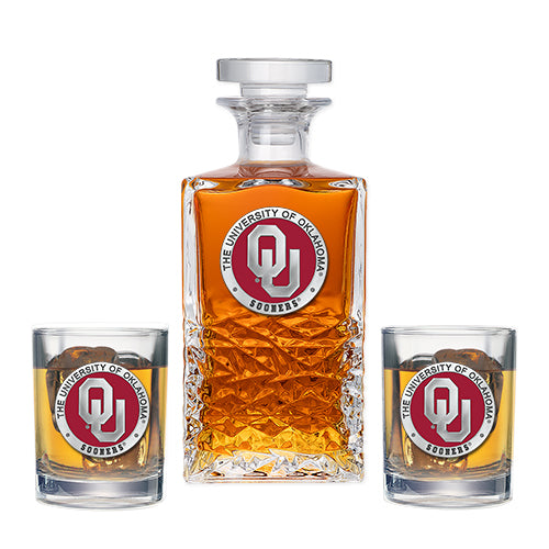 University of Oklahoma Heritage Decanter with 2 Glasses