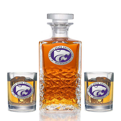 Kansas State University Heritage Decanter with 2 Glasses
