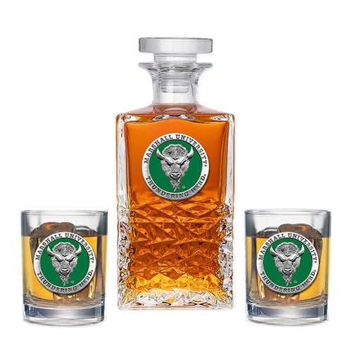 Marshall University Heritage Decanter with 2 Glasses