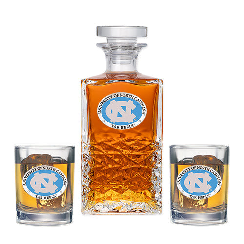 University of North Carolina Heritage Decanter with 2 Glasses