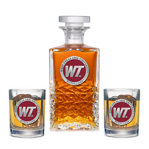West Texas A&M University Heritage Decanter with 2 Glasses