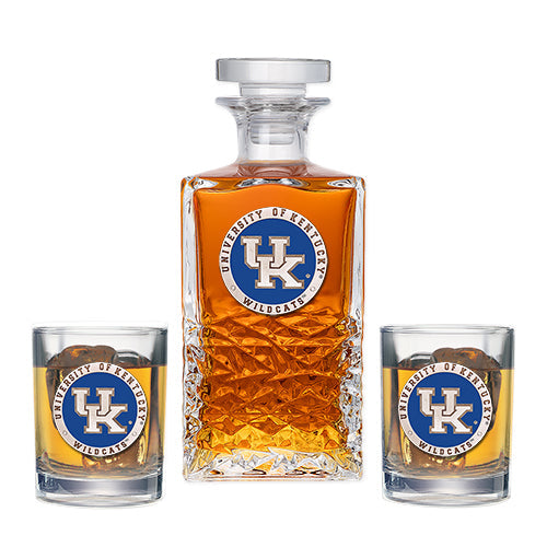 University of Kentucky UK Logo Heritage Decanter with 2 Glasses