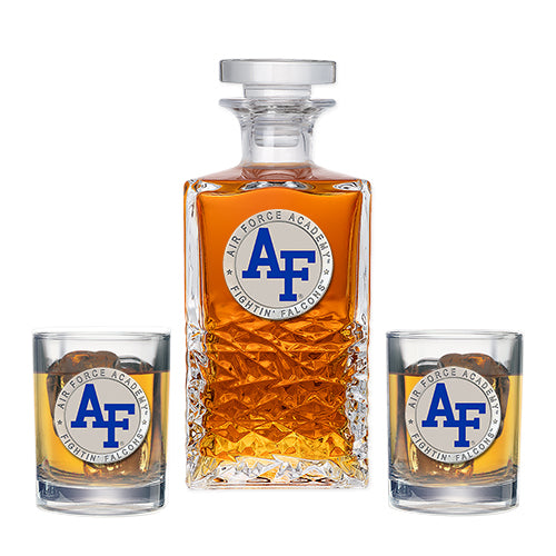 US Air Force Academy Heritage Decanter with 2 Glasses