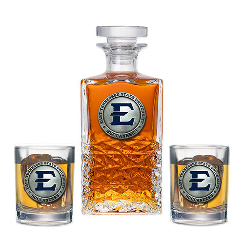 East Tennessee State University Heritage Decanter with 2 Glasses