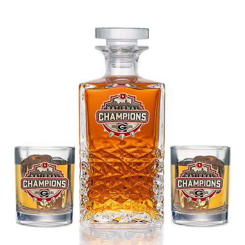 2021 Georgia Football Championship Heritage Decanter with 2 Glasses
