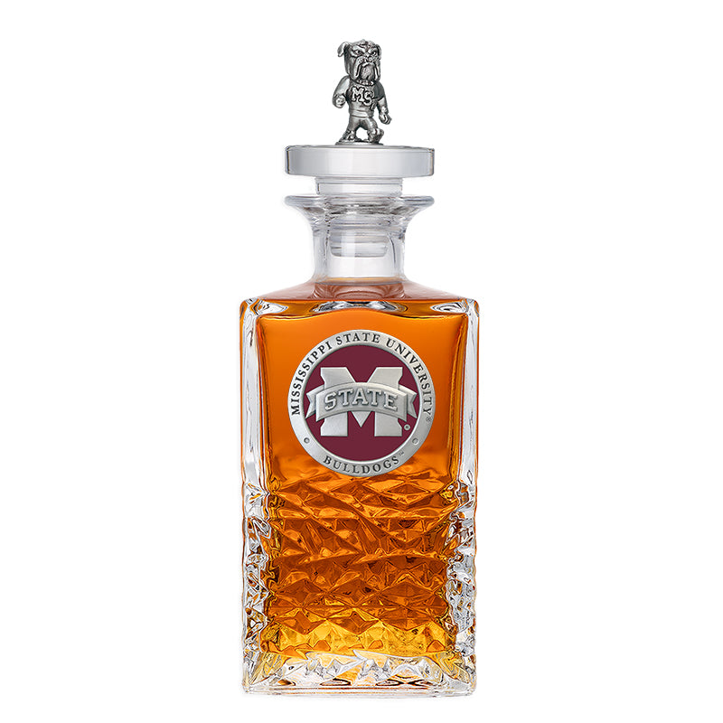 Mississippi State University Bulldogs "M" Logo Heritage Decanter with Bulldog 3D Top