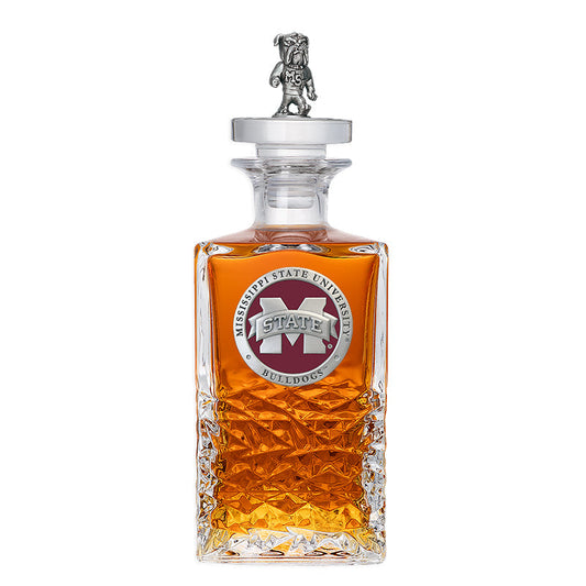 Mississippi State University Bulldogs "M" Logo Heritage Decanter with Bulldog 3D Top