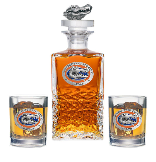 University of Florida Heritage Decanter with 3D Top & 2 Glasses